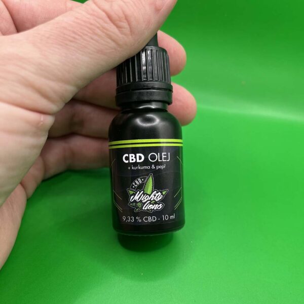 9,33% cbd konopný olej + kurkuma & pepř 10 ml full spectrum mighty lions cbd